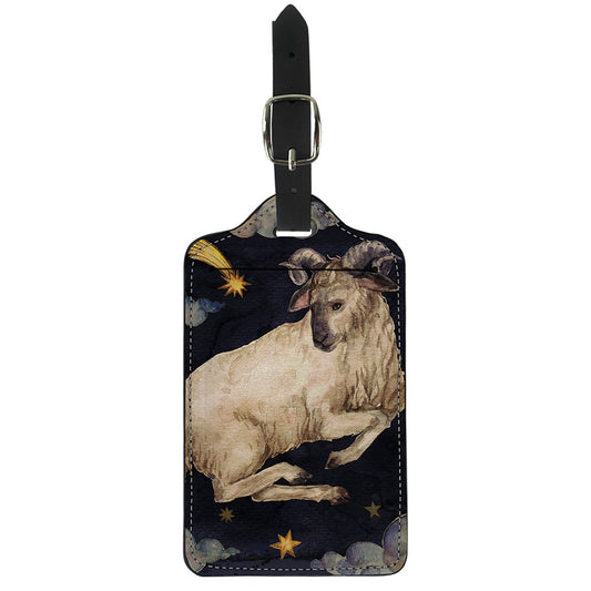 Watercolor Aries Zodiac Sign Print Luggage Tag
