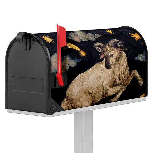Watercolor Aries Zodiac Sign Print Mailbox Cover