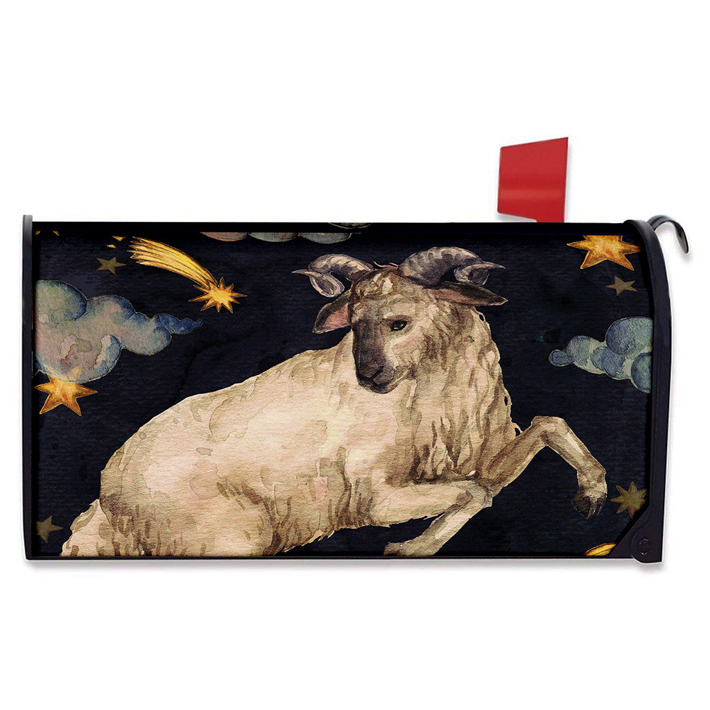 Watercolor Aries Zodiac Sign Print Mailbox Cover