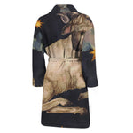 Watercolor Aries Zodiac Sign Print Men's Bathrobe