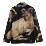 Watercolor Aries Zodiac Sign Print Men's Cotton Blazer