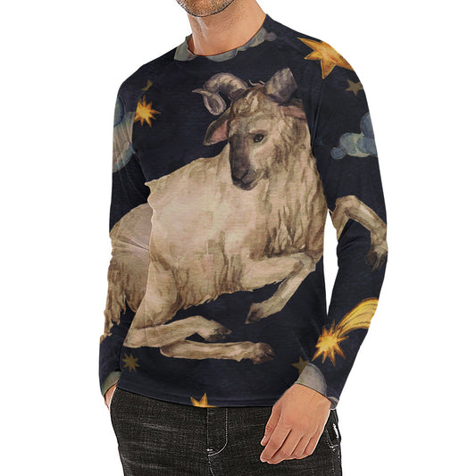 Watercolor Aries Zodiac Sign Print Men's Long Sleeve Rash Guard