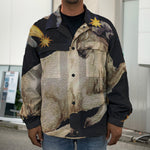 Watercolor Aries Zodiac Sign Print Men's Shirt Jacket