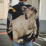 Watercolor Aries Zodiac Sign Print Men's Shirt Jacket