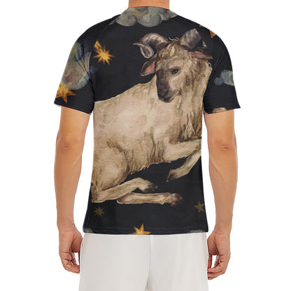 Watercolor Aries Zodiac Sign Print Men's Short Sleeve Rash Guard