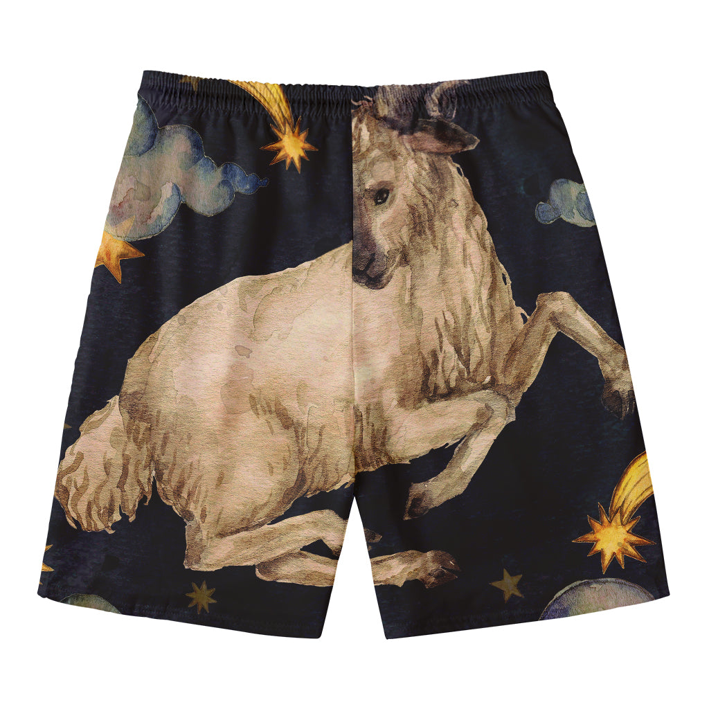 Watercolor Aries Zodiac Sign Print Men's Swim Trunks