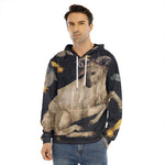 Watercolor Aries Zodiac Sign Print Men's Velvet Pullover Hoodie