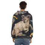 Watercolor Aries Zodiac Sign Print Men's Velvet Pullover Hoodie