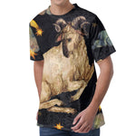 Watercolor Aries Zodiac Sign Print Men's Velvet T-Shirt