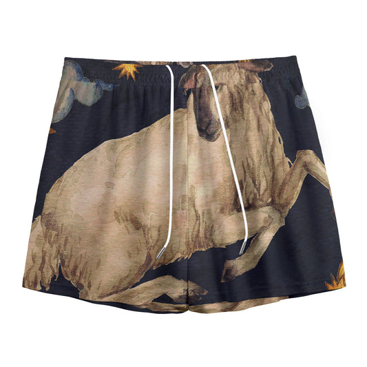 Watercolor Aries Zodiac Sign Print Mesh Shorts