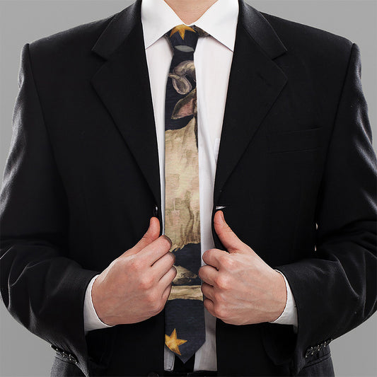 Watercolor Aries Zodiac Sign Print Necktie