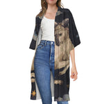 Watercolor Aries Zodiac Sign Print Open Front Beach Cover Up