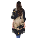 Watercolor Aries Zodiac Sign Print Open Front Beach Cover Up