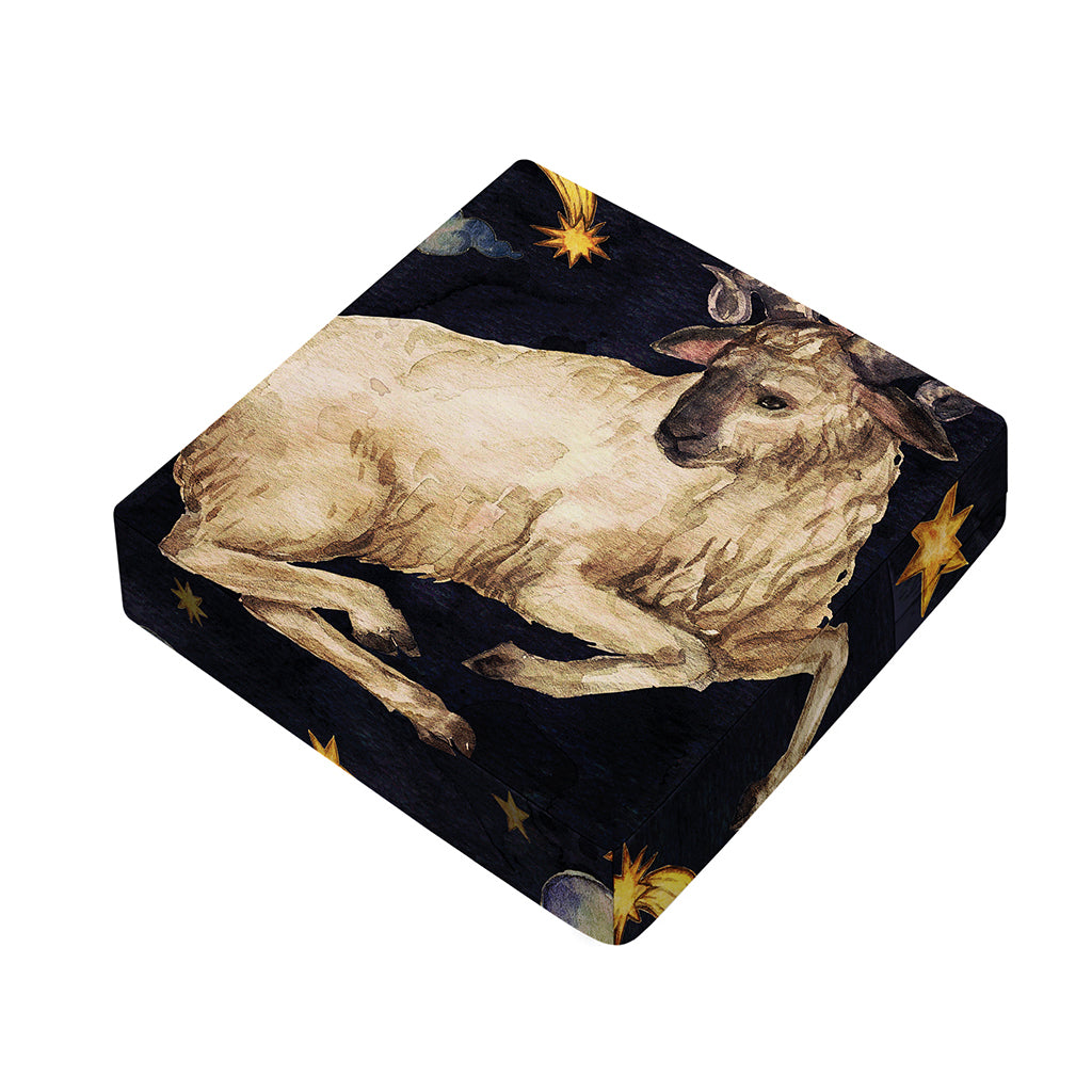 Watercolor Aries Zodiac Sign Print Outdoor Seat Cushion Cover