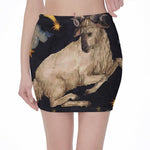 Watercolor Aries Zodiac Sign Print Pencil Mini Skirt