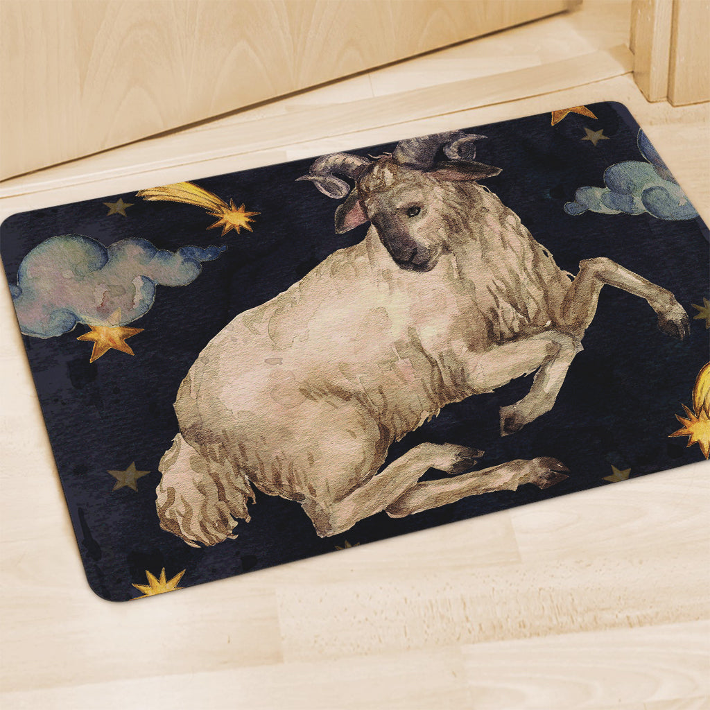Watercolor Aries Zodiac Sign Print Polyester Doormat