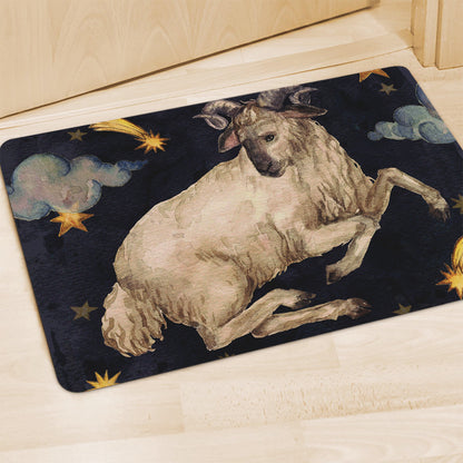 Watercolor Aries Zodiac Sign Print Polyester Doormat
