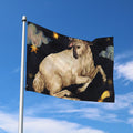Watercolor Aries Zodiac Sign Print Polyester Flag