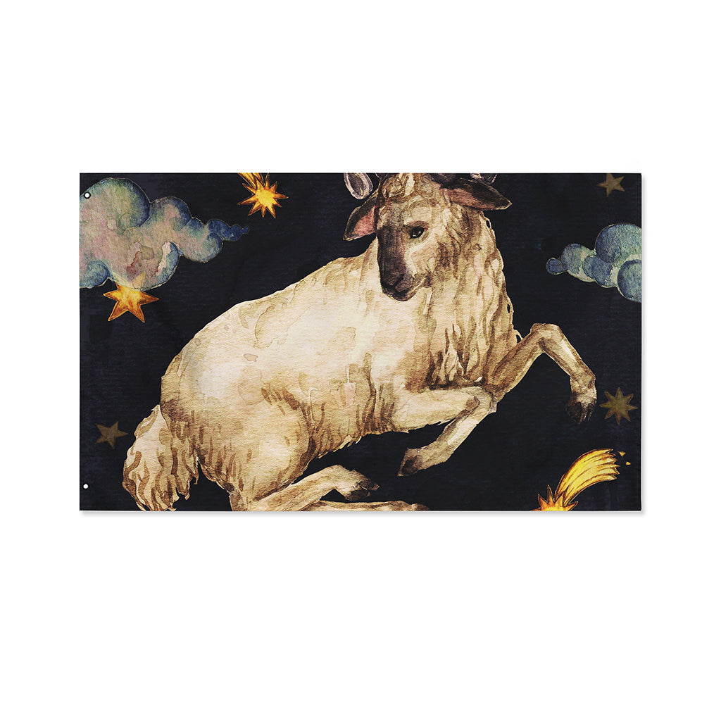 Watercolor Aries Zodiac Sign Print Polyester Flag