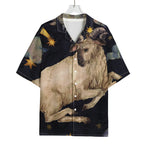 Watercolor Aries Zodiac Sign Print Rayon Hawaiian Shirt