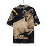 Watercolor Aries Zodiac Sign Print Rayon Hawaiian Shirt