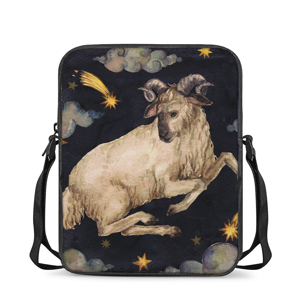 Watercolor Aries Zodiac Sign Print Rectangular Crossbody Bag