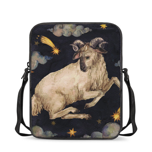 Watercolor Aries Zodiac Sign Print Rectangular Crossbody Bag