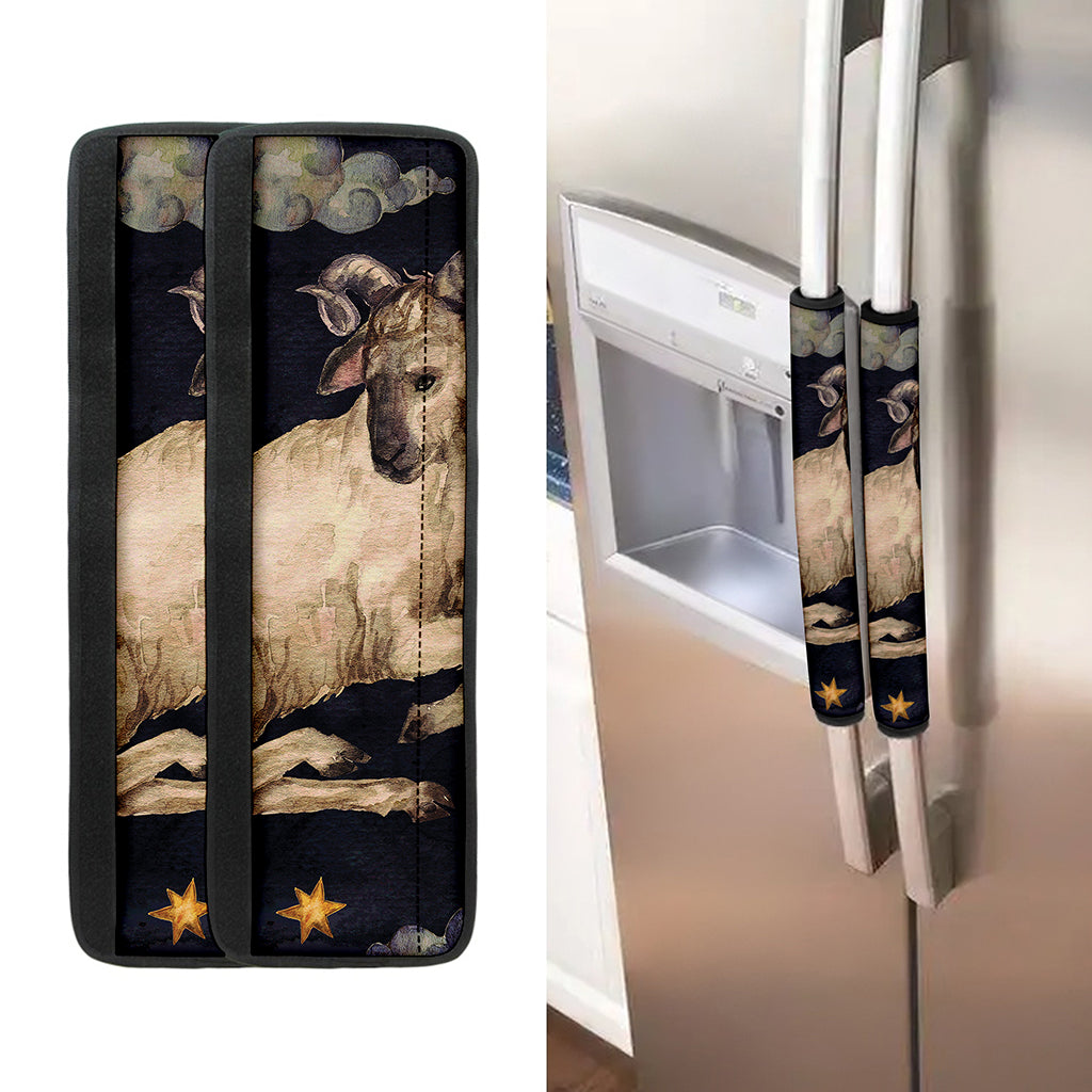 Watercolor Aries Zodiac Sign Print Refrigerator Handle Covers