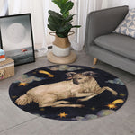 Watercolor Aries Zodiac Sign Print Round Rug