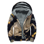 Watercolor Aries Zodiac Sign Print Sherpa Lined Zip Up Hoodie