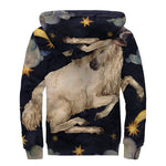 Watercolor Aries Zodiac Sign Print Sherpa Lined Zip Up Hoodie