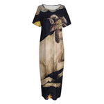 Watercolor Aries Zodiac Sign Print Short Sleeve Long Nightdress
