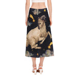 Watercolor Aries Zodiac Sign Print Side Slit Midi Skirt