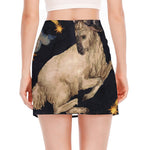 Watercolor Aries Zodiac Sign Print Side Slit Mini Skirt
