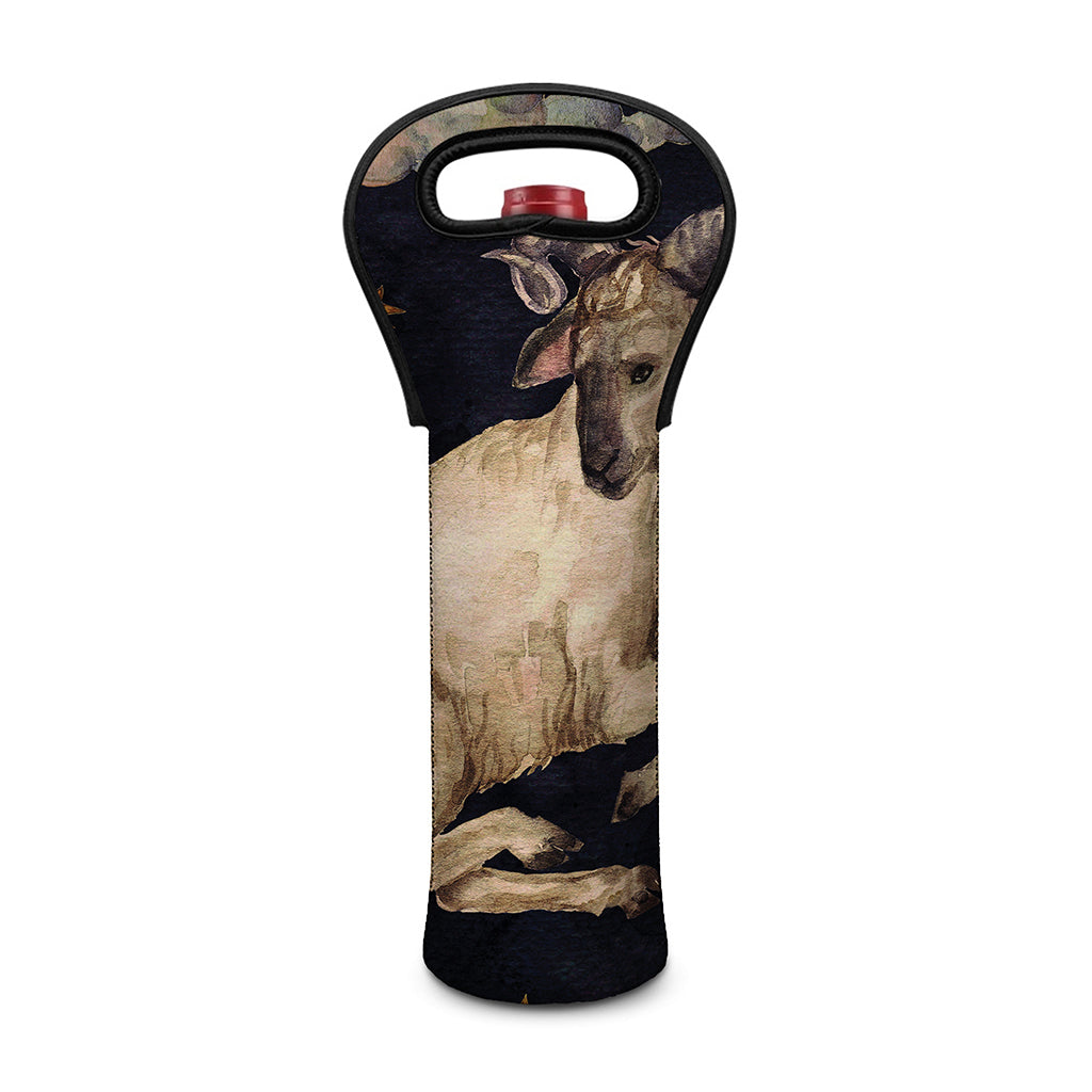 Watercolor Aries Zodiac Sign Print Single Neoprene Wine Tote