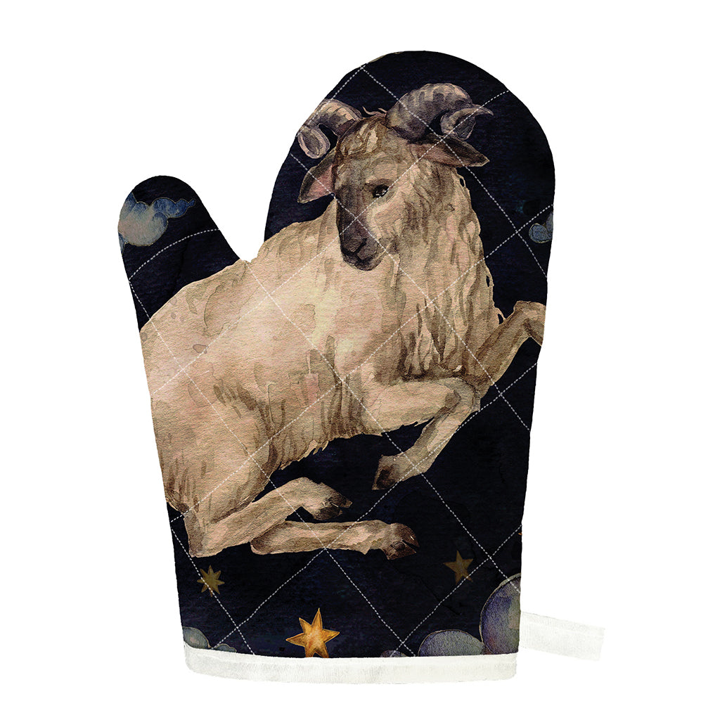 Watercolor Aries Zodiac Sign Print Single Oven Mitt