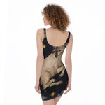 Watercolor Aries Zodiac Sign Print Sleeveless Bodycon Dress