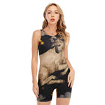 Watercolor Aries Zodiac Sign Print Sleeveless One Piece Swimsuit