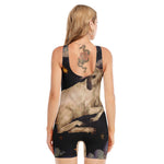 Watercolor Aries Zodiac Sign Print Sleeveless One Piece Swimsuit