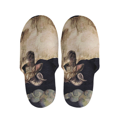 Watercolor Aries Zodiac Sign Print Slippers
