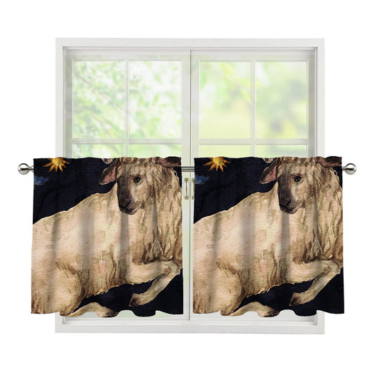 Watercolor Aries Zodiac Sign Print Tier Curtains