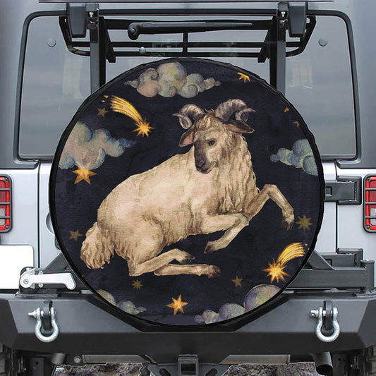 Watercolor Aries Zodiac Sign Print Tire Cover