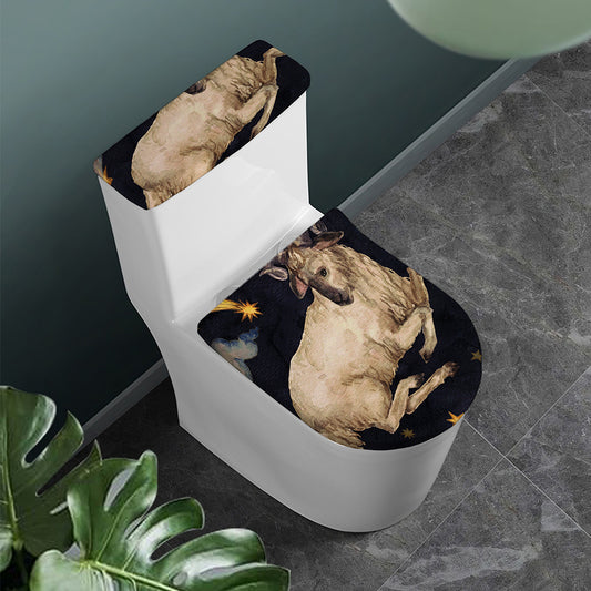 Watercolor Aries Zodiac Sign Print Toilet Lid And Tank Cover Set