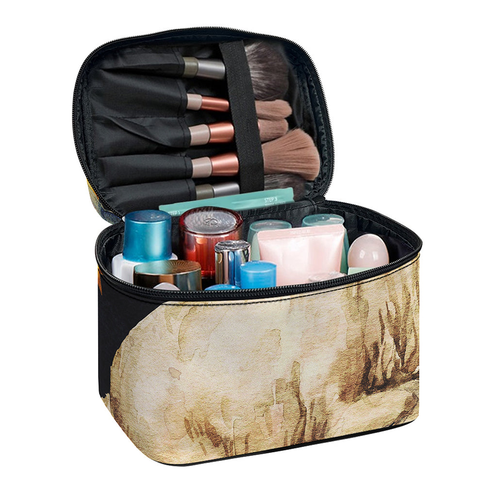 Watercolor Aries Zodiac Sign Print Travel Makeup Bag