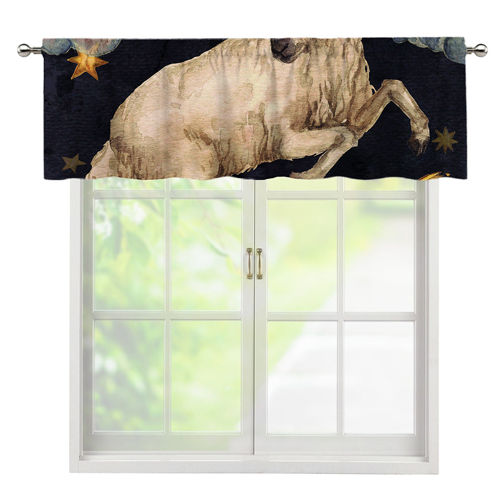 Watercolor Aries Zodiac Sign Print Window Valance