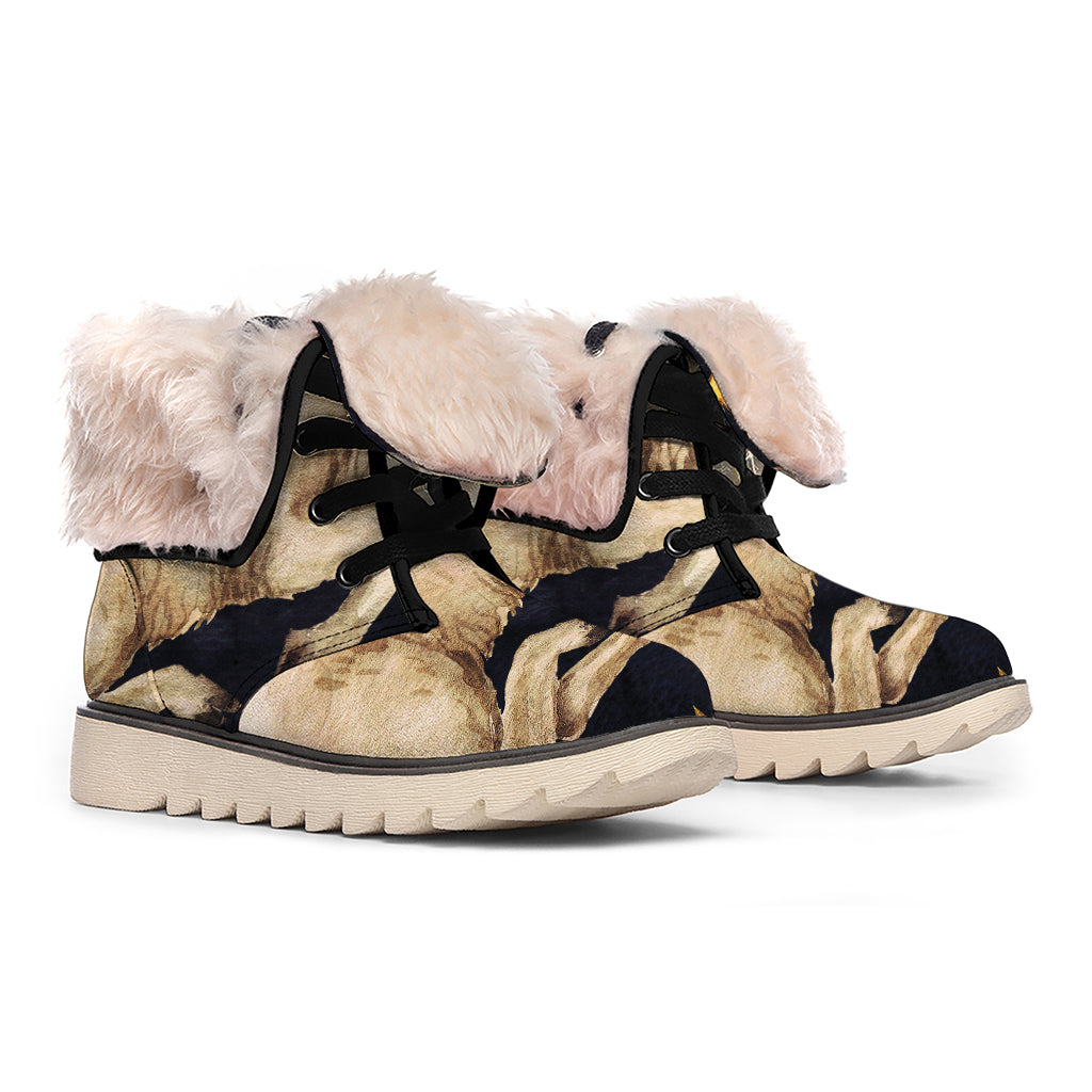 Watercolor Aries Zodiac Sign Print Winter Boots