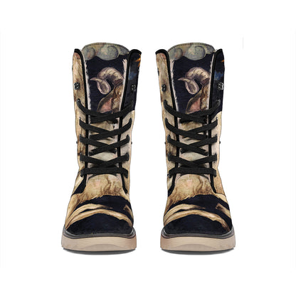 Watercolor Aries Zodiac Sign Print Winter Boots