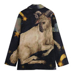 Watercolor Aries Zodiac Sign Print Women's Cotton Blazer