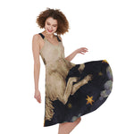 Watercolor Aries Zodiac Sign Print Women's Sleeveless Dress
