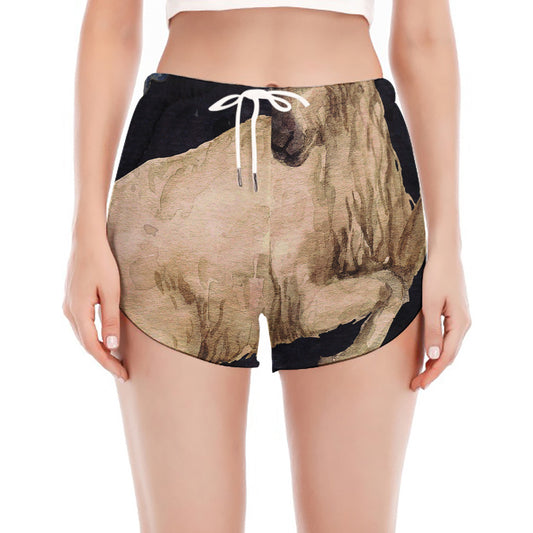 Watercolor Aries Zodiac Sign Print Women's Split Running Shorts